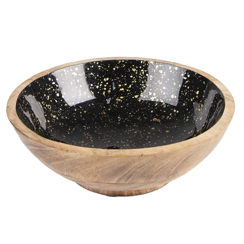 6H2247 Decorative Bowl Ø 20x7 cm Brown Wood Round Serving Platter