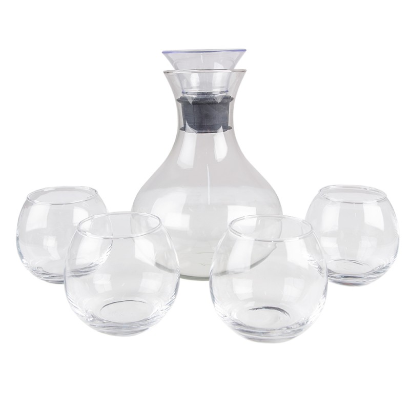 6GL4186 Carafe with Glasses 1740 ml / 375 ml Glass Round Water Jug