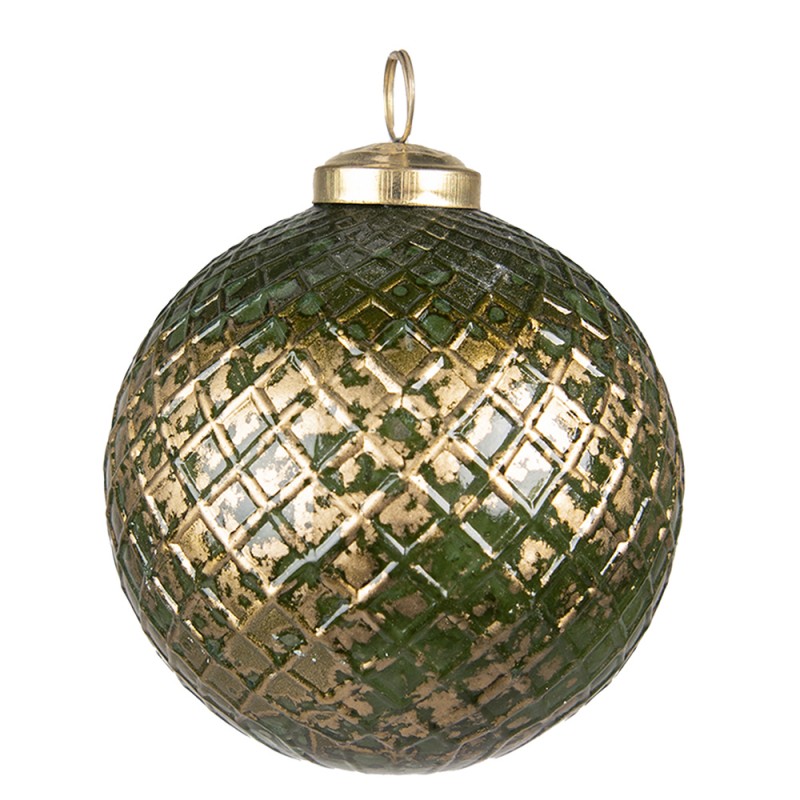 6GL3794 Christmas Bauble Ø 10 cm Green Gold colored Glass Christmas Decoration