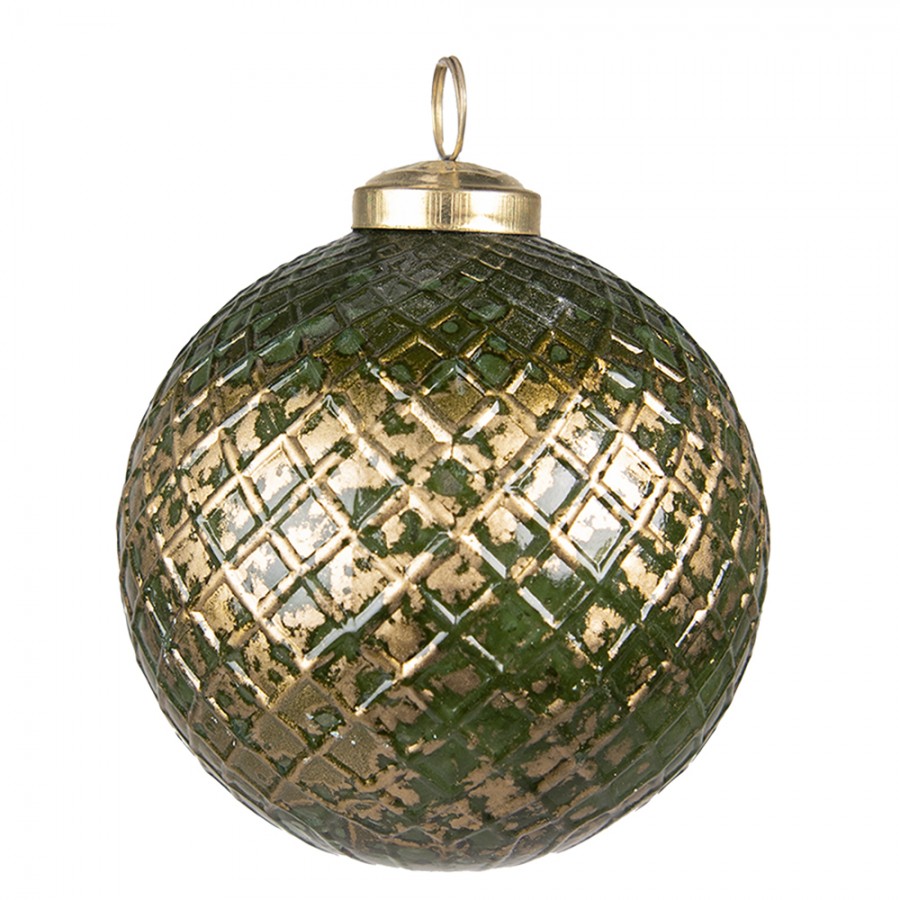 6gl3794 Christmas Bauble Ø 10 Cm Green Gold Colored Glass Christmas Decoration 7943