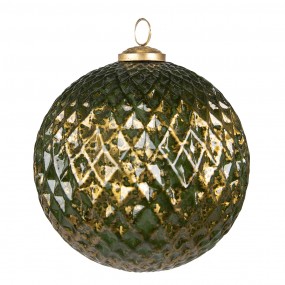26GL3795 Christmas Bauble XL Ø 15 cm Green Gold colored Glass Christmas Decoration