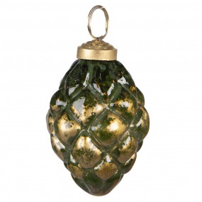 26GL3796 Christmas Bauble Ø 5 cm Green Gold colored Glass Christmas Decoration