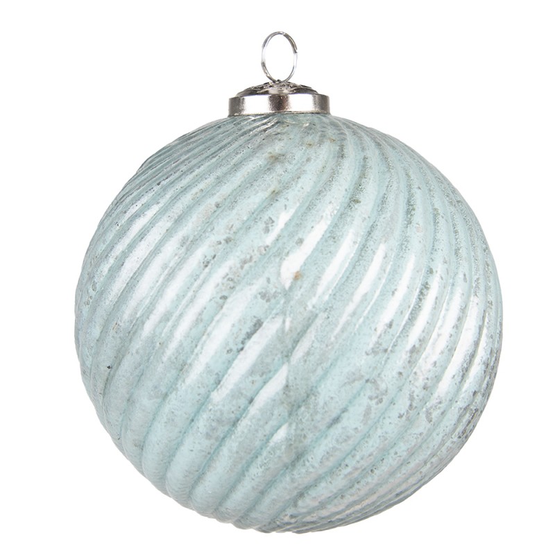 6GL3742 Kerstbal XL  Ø 15 cm Turquoise Glas Metaal Kerstdecoratie