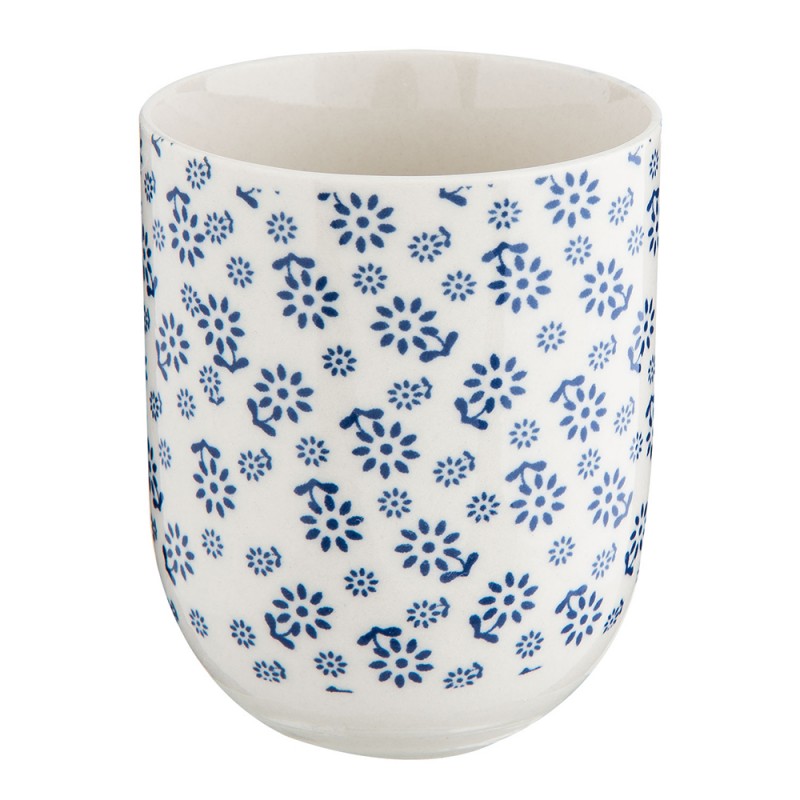 6CEMU0022 Mug 100 ml Bleu Porcelaine Fleurs Rond Tasse à thé