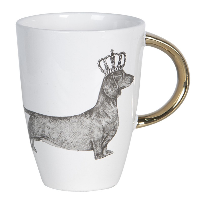 6CEMU0026 Mug 200 ml White Ceramic Dog Round Tea Mug