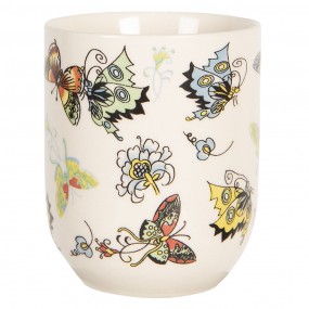 26CEMU0069 Mug 100 ml Beige Jaune Porcelaine Papillons Rond Tasse à thé
