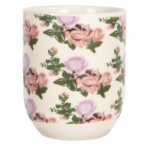 26CEMU0070 Mug 100 ml Beige Rose Porcelaine Fleurs Rond Tasse à thé