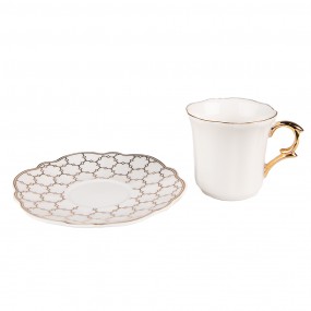 26CEKS0002 Cup and Saucer 95 ml White Gold colored Porcelain Tableware
