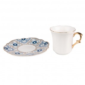 26CEKS0005 Cup and Saucer 95 ml White Blue Porcelain Tableware