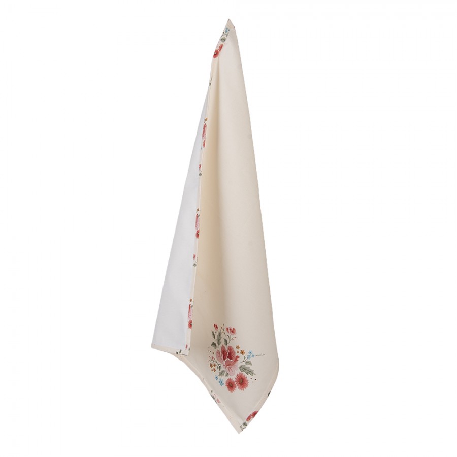 Lrc Theedoek X Cm Beige Katoen Rozen Keukenhanddoek