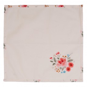 2LRC43 Napkins Cotton Set of 6 40x40 cm Beige Cotton Roses Square Napkin Fabric