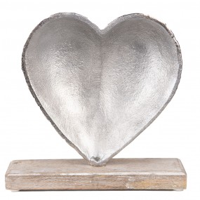 265117 Decoration 13 cm Silver colored Aluminium Wood Heart-Shaped