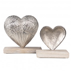 265117 Decoration 13 cm Silver colored Aluminium Wood Heart-Shaped