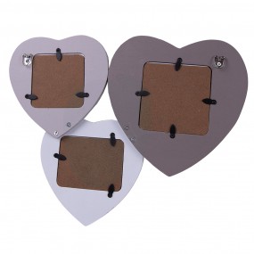 22F0968 Photo Frame  7x7 / 6x9 / 9x9 cm Grey White Wood Heart-Shaped Picture Frame