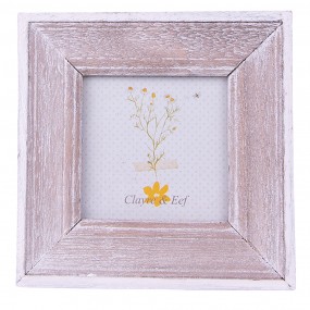 22F0974 Photo Frame 7x7 cm Brown White Wood Square Picture Frame