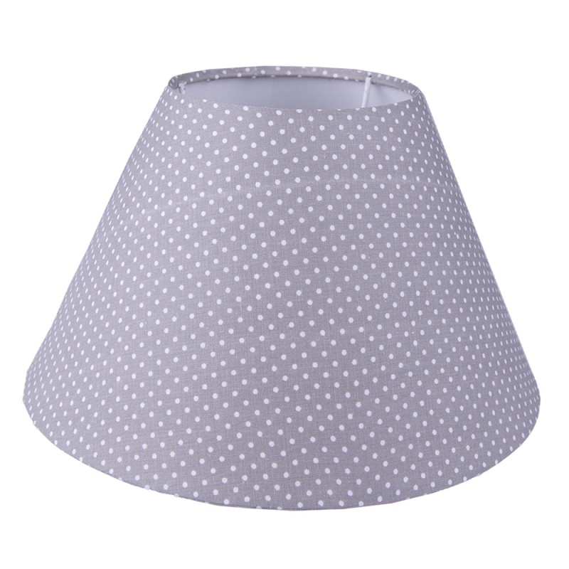 6LAK0529L Lampshade Ø 26x15 cm Grey White Cotton Synthetic Dots Fabric Lampshade