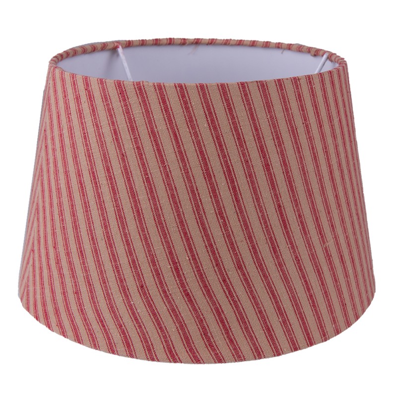 6LAK0534 Lampshade Ø 26x16 cm Red Beige Cotton Stripes Fabric Lampshade