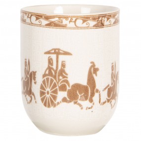 26CEMU0090 Mug 100 ml Beige Brown Porcelain Round Tea Mug