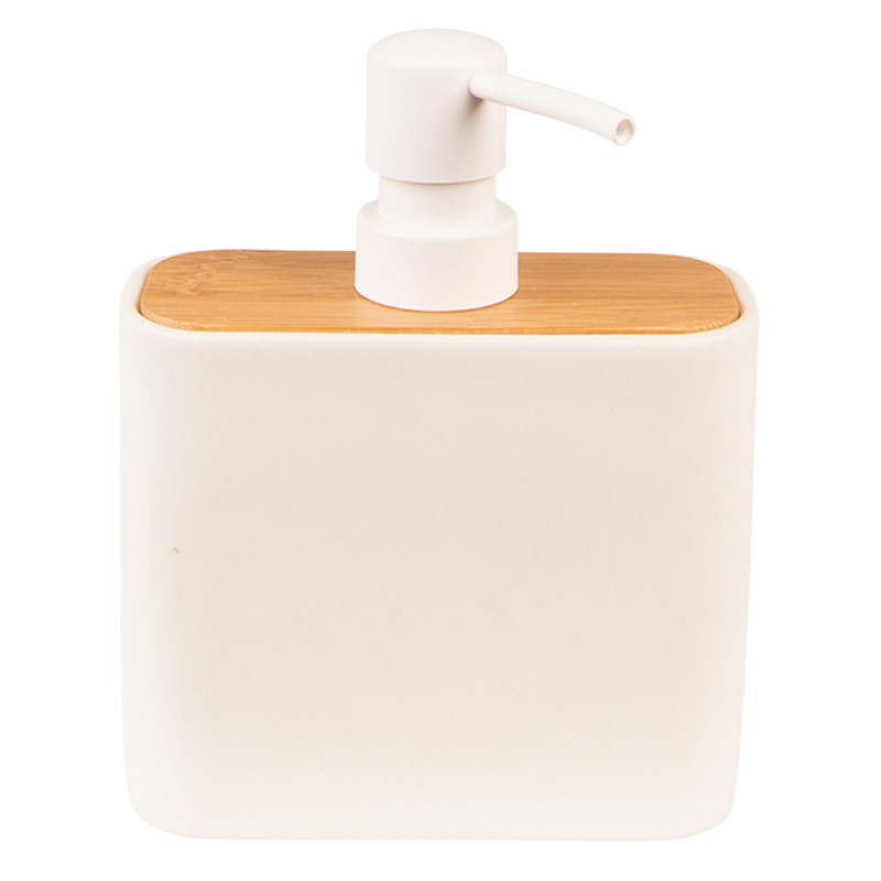 65026 Distributeur de savon 13x6x16 cm Blanc Marron Céramique Pompe à savon