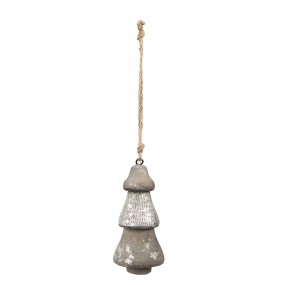 26H2297 Ornamento Natalizio Albero di Natale Ø 6x13 cm Color argento Legno  Palla di natale