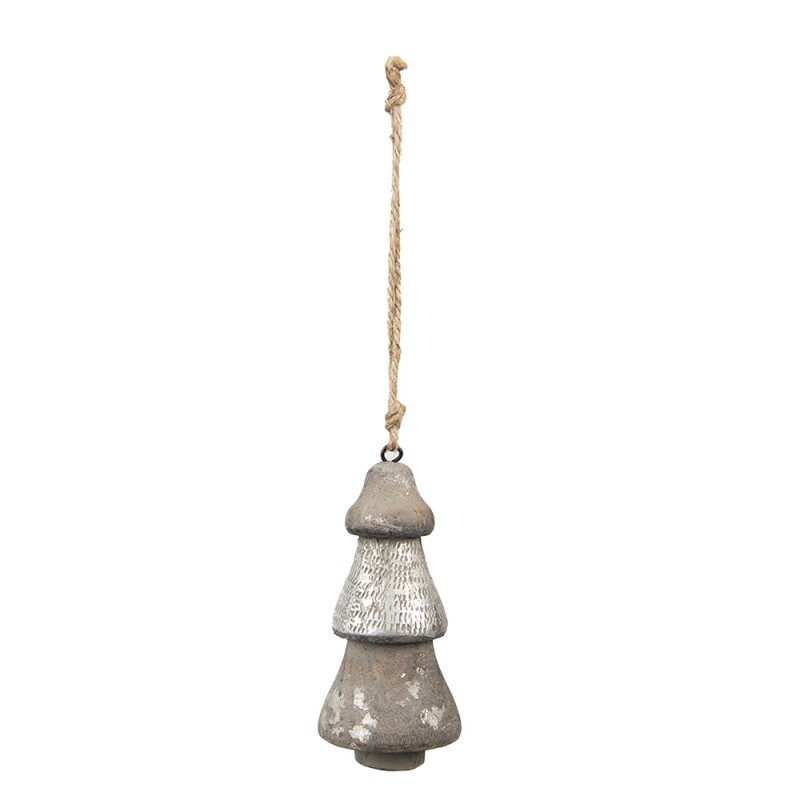 6H2297 Ornamento Natalizio Albero di Natale Ø 6x13 cm Color argento Legno  Palla di natale