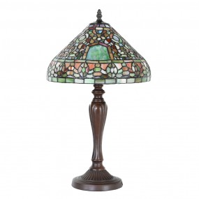 25LL-1200 Lampe de table Tiffany Ø 30x53 cm  Vert Marron Verre Plastique Rond Lampe de bureau Tiffany