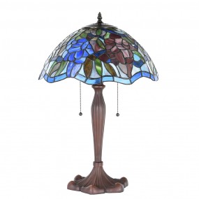 25LL-1204 Lampe de table Tiffany Ø 41x60 cm  Bleu Marron Verre Plastique Rond Lampe de bureau Tiffany