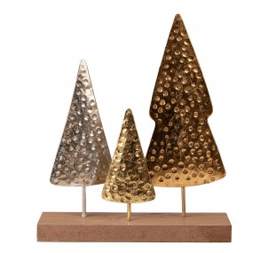 265148 Christmas Decoration Christmas Tree 21x5x25 cm Gold colored Brown MDF Iron