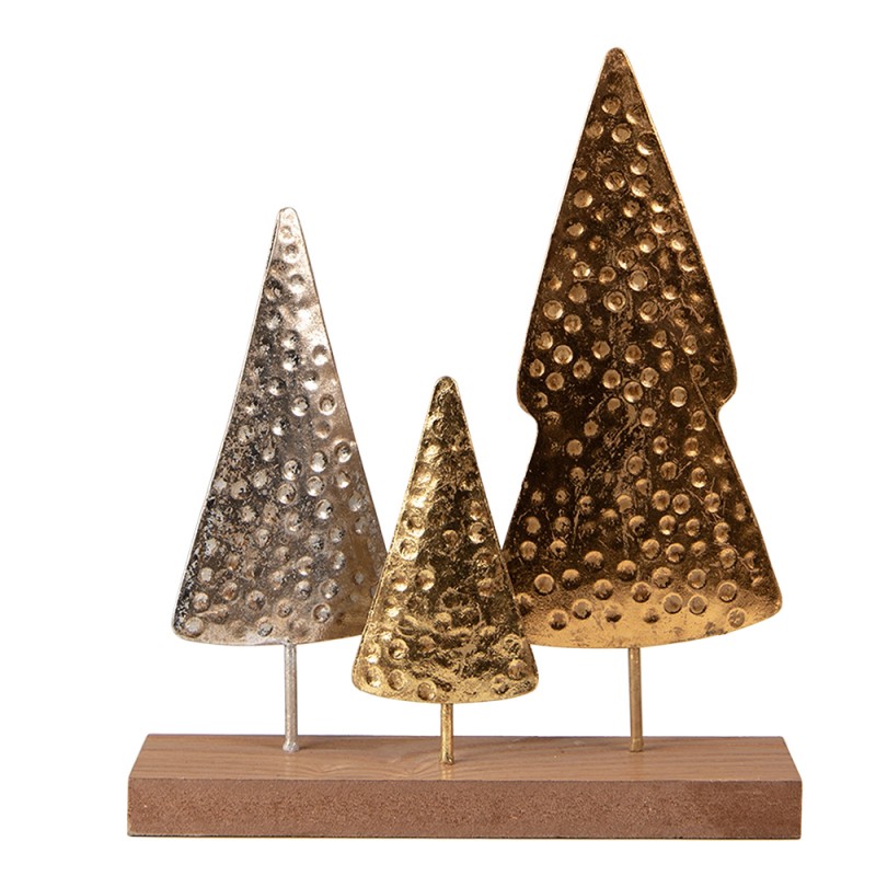 65148 Christmas Decoration Christmas Tree 21x5x25 cm Gold colored Brown MDF Iron