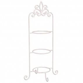 24Y0237W 3-Tiered Plate Stand 77 cm White Iron Round Etagere