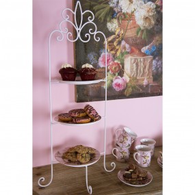 24Y0237W 3-Tiered Plate Stand 77 cm White Iron Round Etagere