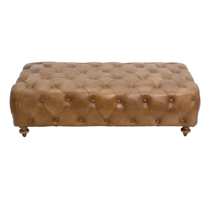 Brown leather online rectangle ottoman