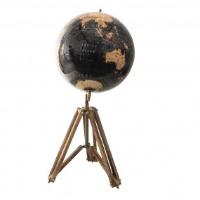 250543 Wereldbol  28x26x55 cm Zwart Hout Metaal Globe