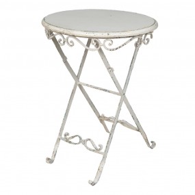 250605 Side Table Ø 52x65 cm White Iron Wood Oval