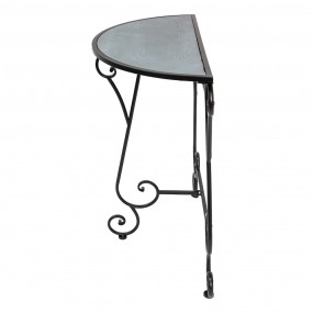 250667 Side Table 76x36x79 cm Black Grey Iron Wood Semicircle Console Table