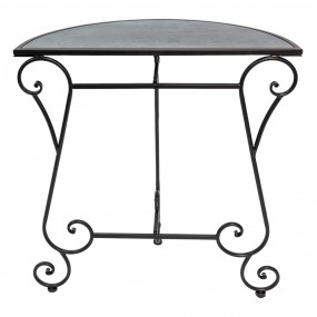 250667 Side Table 76x36x79 cm Black Grey Iron Wood Semicircle Console Table