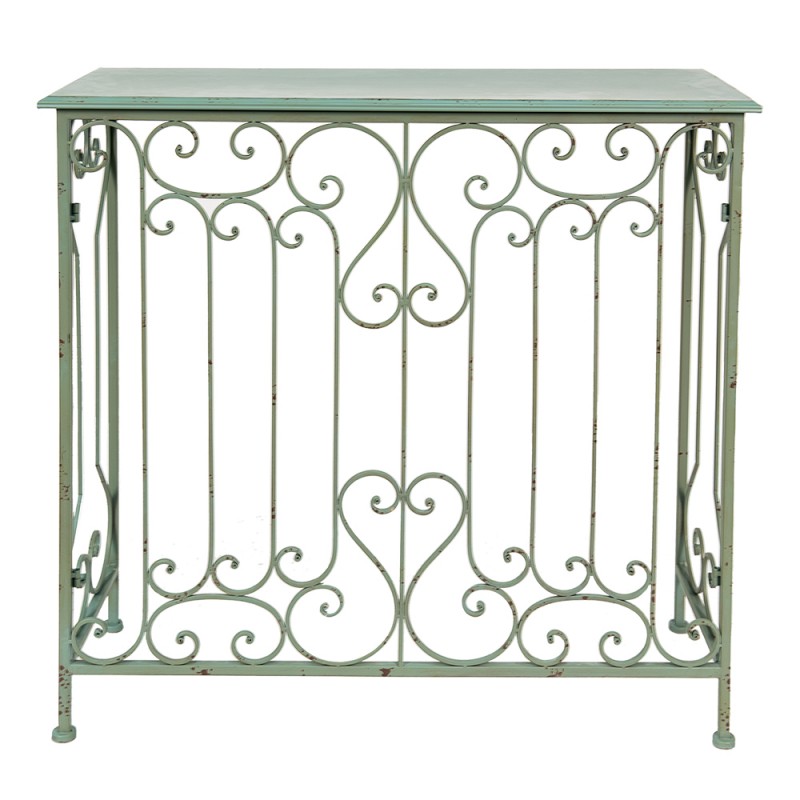 50671 Side Table 95x35x90 cm Green Brown Iron Rectangle Console Table