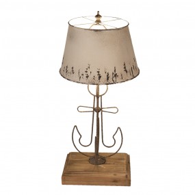 25LMC0016 Table Lamp Ø 35x79 cm Beige Brown Wood Iron Desk Lamp