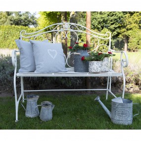 25Y0223 Garden Bench 103x51x94 cm White Iron Rectangle Outdoor Bench