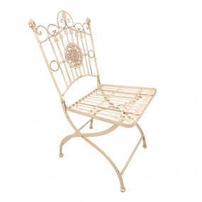 25Y1023 Chaise bistro 52*48*99 cm Blanc, Brun Fer Chaise de terrasse Chaise de jardin