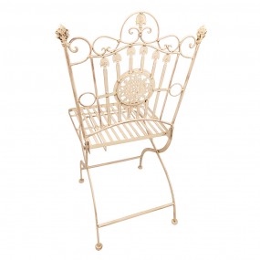 25Y1023 Chaise bistro 52*48*99 cm Blanc, Brun Fer Chaise de terrasse Chaise de jardin