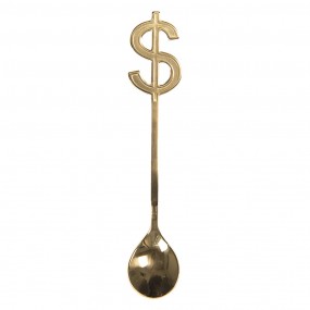 264455GO Tablespoon 15 cm Gold colored Metal Dollar Spoon