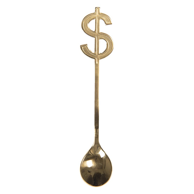 64455GO Tablespoon 15 cm Gold colored Metal Dollar Spoon