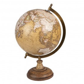 264923 Wereldbol  Ø 22x37 cm Geel Hout Ijzer Globe
