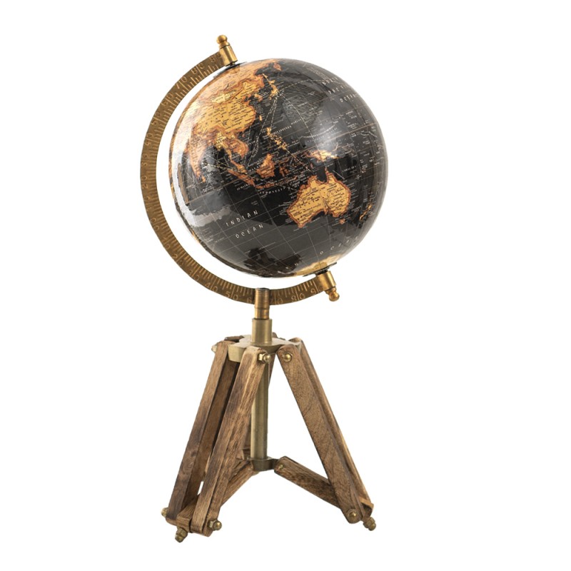 64933 Globe 18x16x26 cm Black Wood Metal Globus