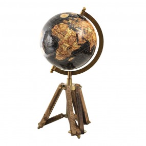 264933 Wereldbol  18x16x26 cm Zwart Hout Metaal Globe
