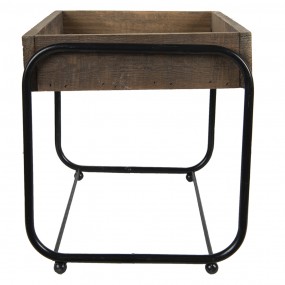 264950 Plant Table 32x26x27 cm Brown Wood Iron Plant Stand