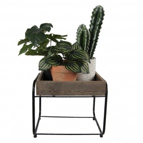 264950 Plant Table 32x26x27 cm Brown Wood Iron Plant Stand