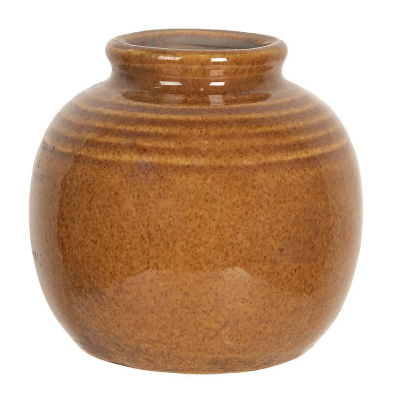 6CE1212 Vaso  8 cm Marrone Ceramica Rotondo Fioriera per interni