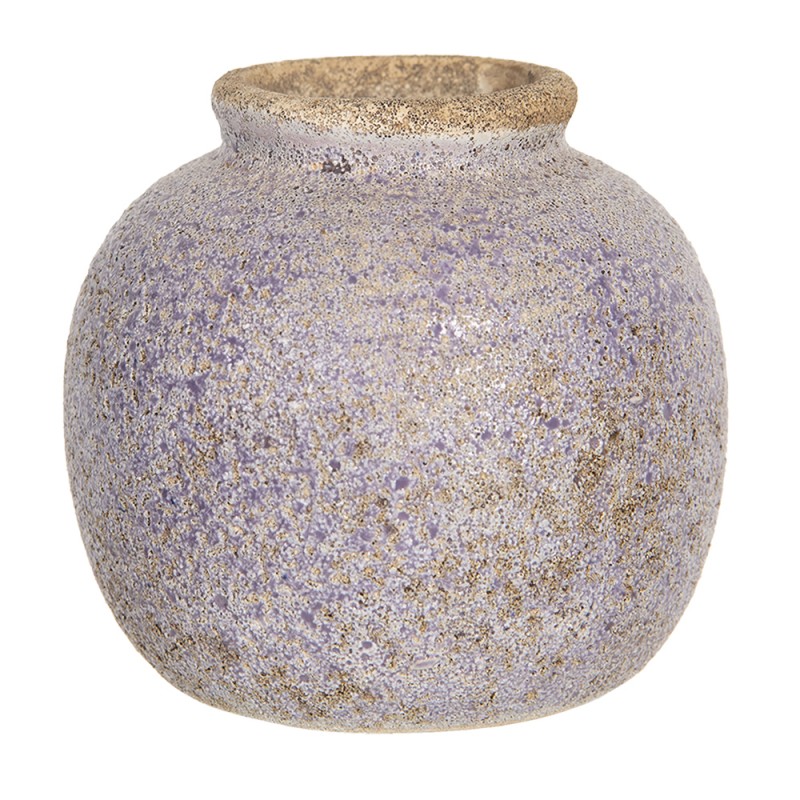 6CE1218 Vase 8 cm Violett Keramik Rund Innenblumentopf